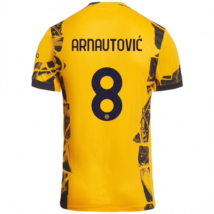 Niño Camiseta Marko Arnautovic #8 Dorado Negro Equipación Tercera 2024/25 La Camisa Perú