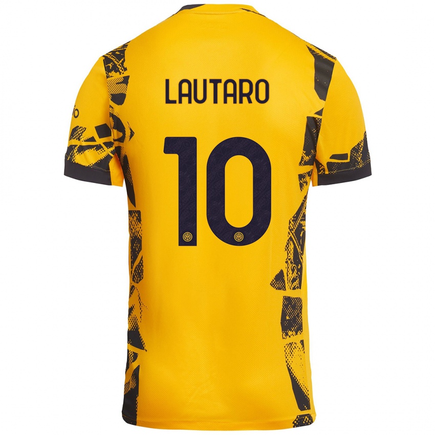 Niño Camiseta Lautaro Martínez #10 Dorado Negro Equipación Tercera 2024/25 La Camisa Perú