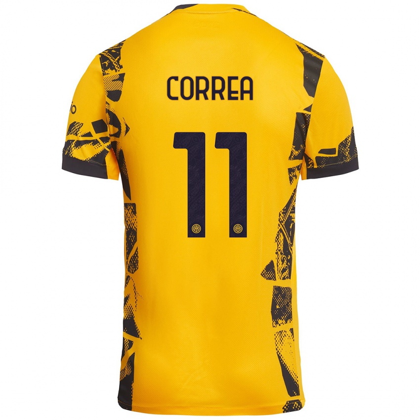 Niño Camiseta Joaquín Correa #11 Dorado Negro Equipación Tercera 2024/25 La Camisa Perú