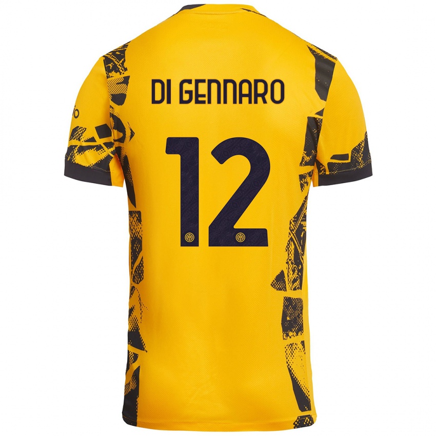 Niño Camiseta Raffaele Di Gennaro #12 Dorado Negro Equipación Tercera 2024/25 La Camisa Perú