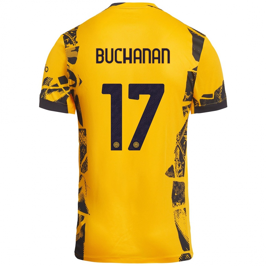 Niño Camiseta Tajon Buchanan #17 Dorado Negro Equipación Tercera 2024/25 La Camisa Perú