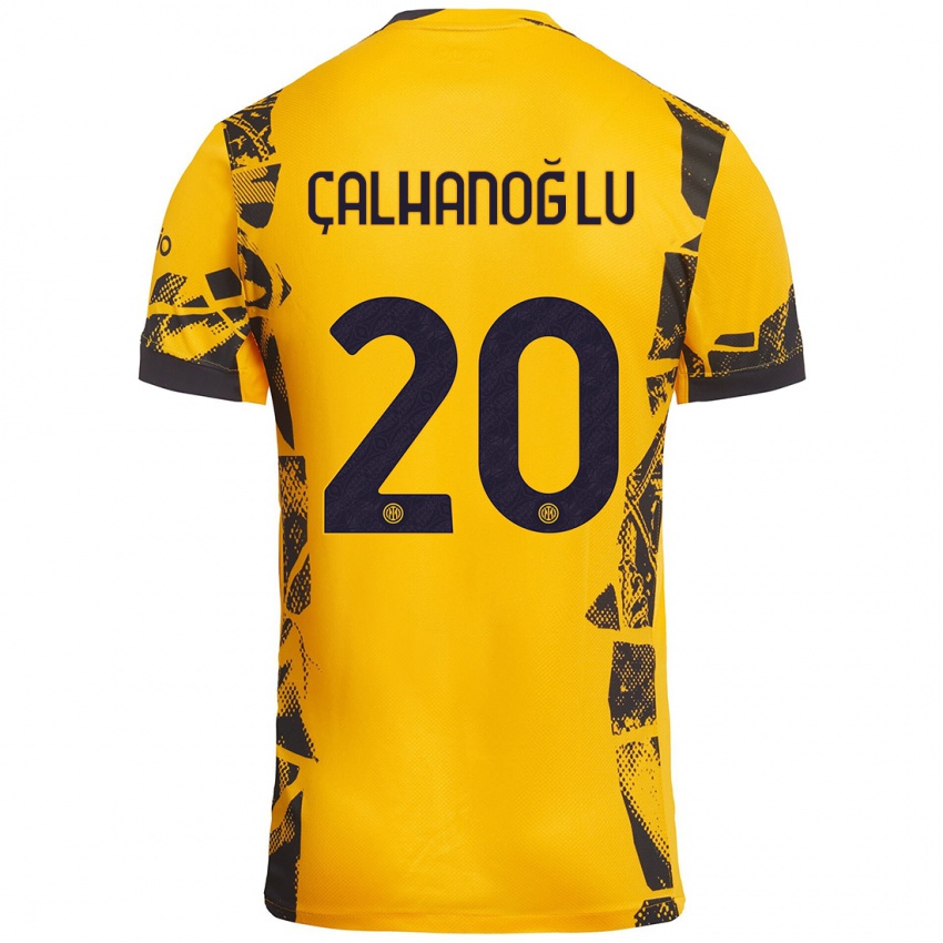 Niño Camiseta Hakan Çalhanoğlu #20 Dorado Negro Equipación Tercera 2024/25 La Camisa Perú