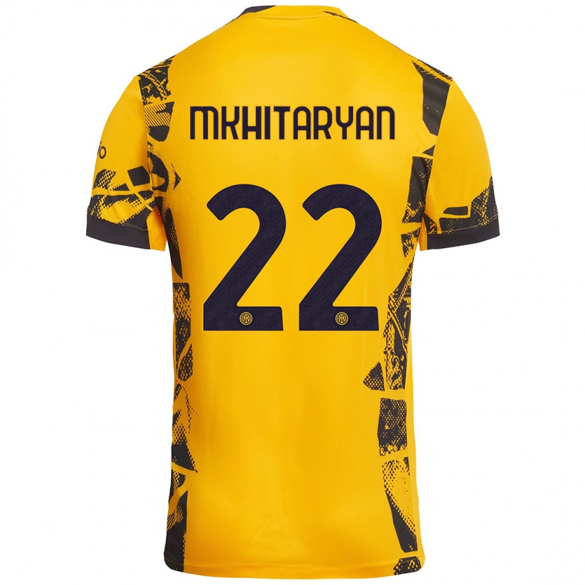 Niño Camiseta Henrikh Mkhitaryan #22 Dorado Negro Equipación Tercera 2024/25 La Camisa Perú