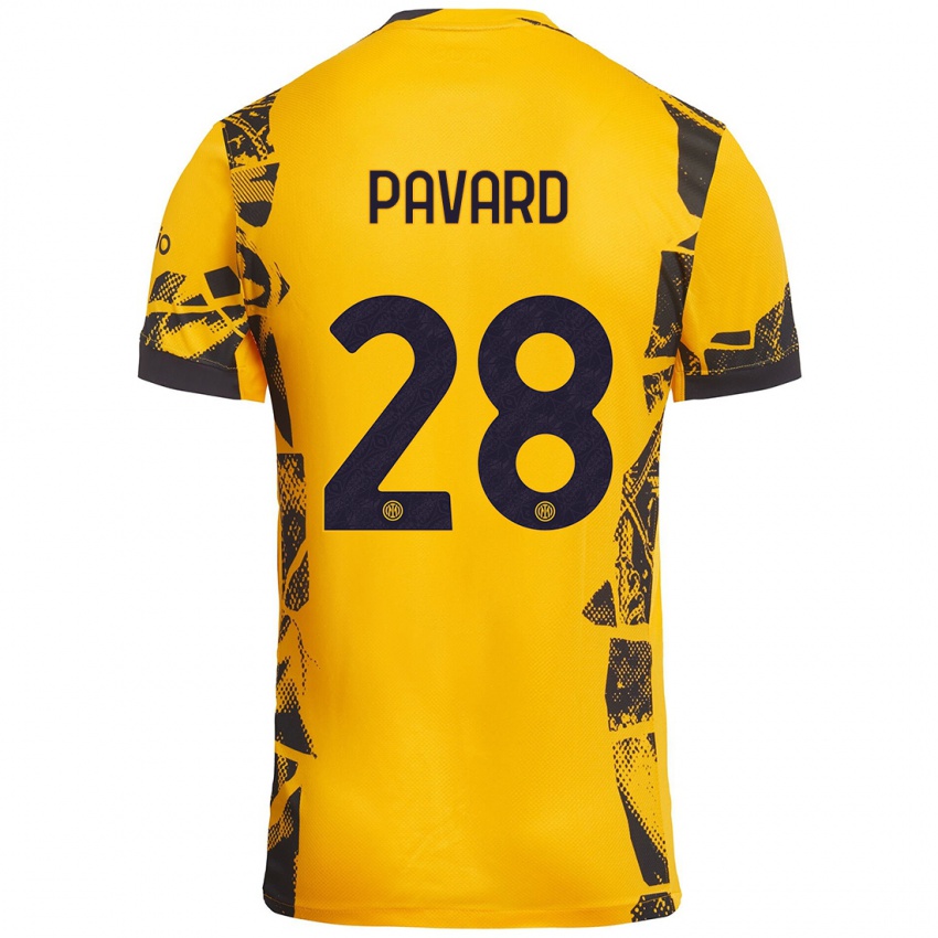 Niño Camiseta Benjamin Pavard #28 Dorado Negro Equipación Tercera 2024/25 La Camisa Perú