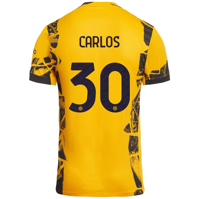 Niño Camiseta Carlos Augusto #30 Dorado Negro Equipación Tercera 2024/25 La Camisa Perú