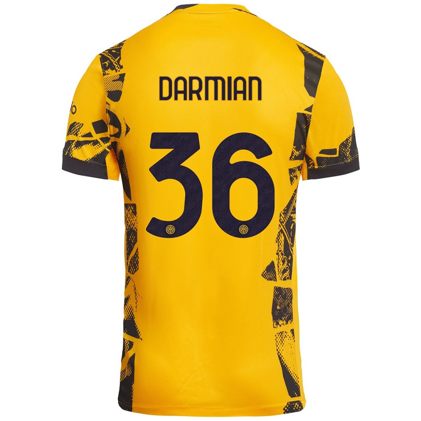 Niño Camiseta Matteo Darmian #36 Dorado Negro Equipación Tercera 2024/25 La Camisa Perú