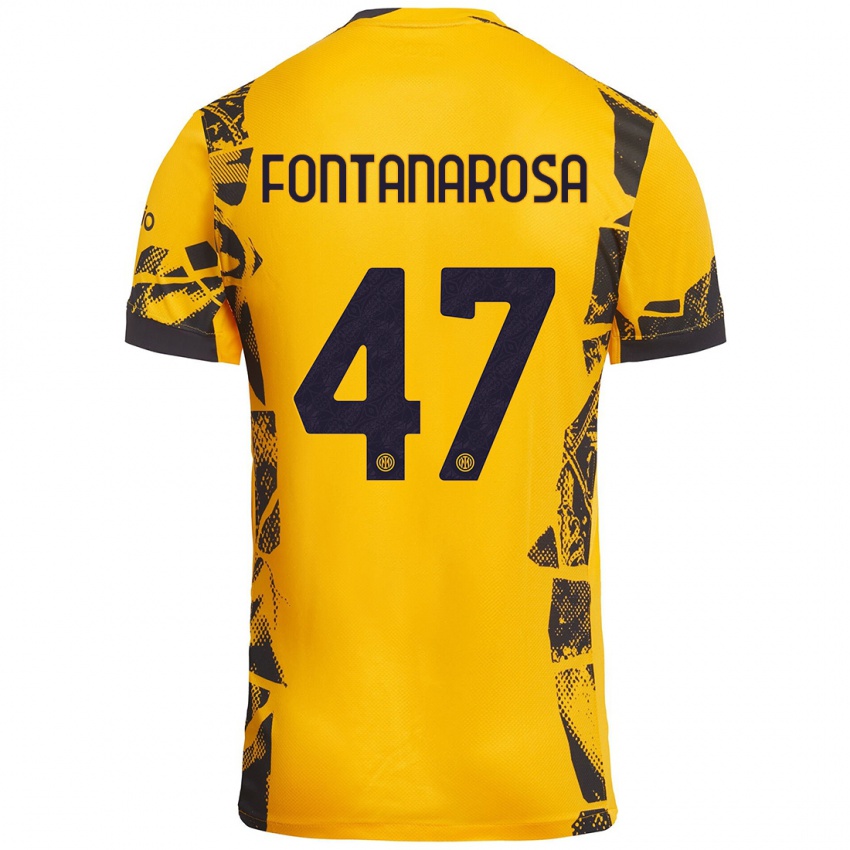 Niño Camiseta Alessandro Fontanarosa #47 Dorado Negro Equipación Tercera 2024/25 La Camisa Perú