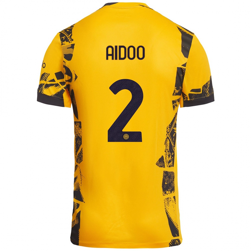 Niño Camiseta Mike Aidoo #2 Dorado Negro Equipación Tercera 2024/25 La Camisa Perú