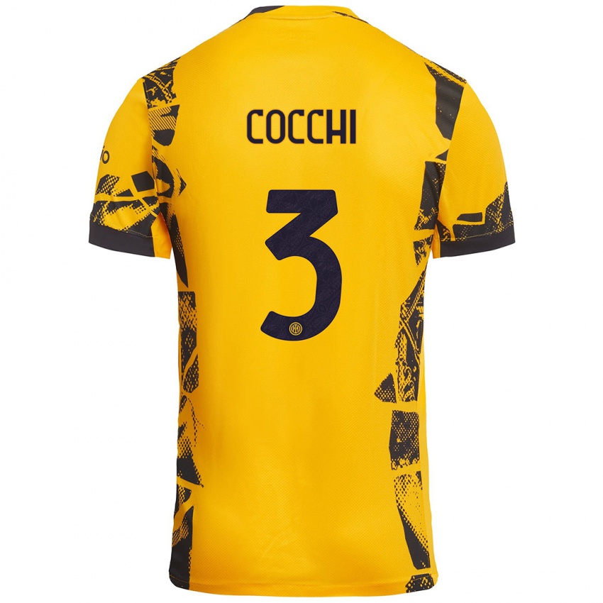 Niño Camiseta Matteo Cocchi #3 Dorado Negro Equipación Tercera 2024/25 La Camisa Perú