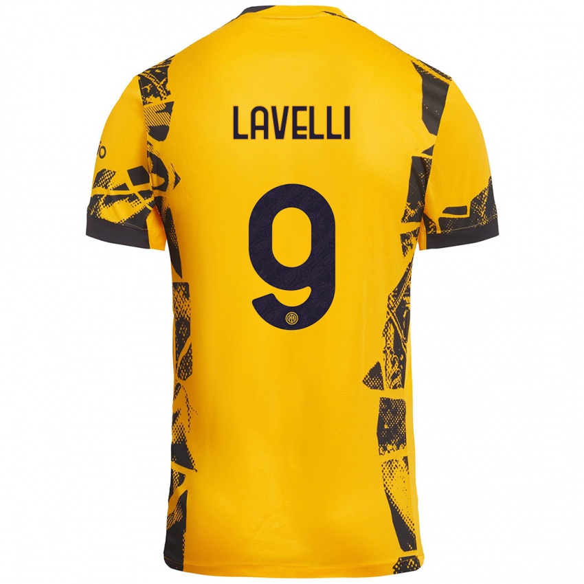 Niño Camiseta Matteo Lavelli #9 Dorado Negro Equipación Tercera 2024/25 La Camisa Perú