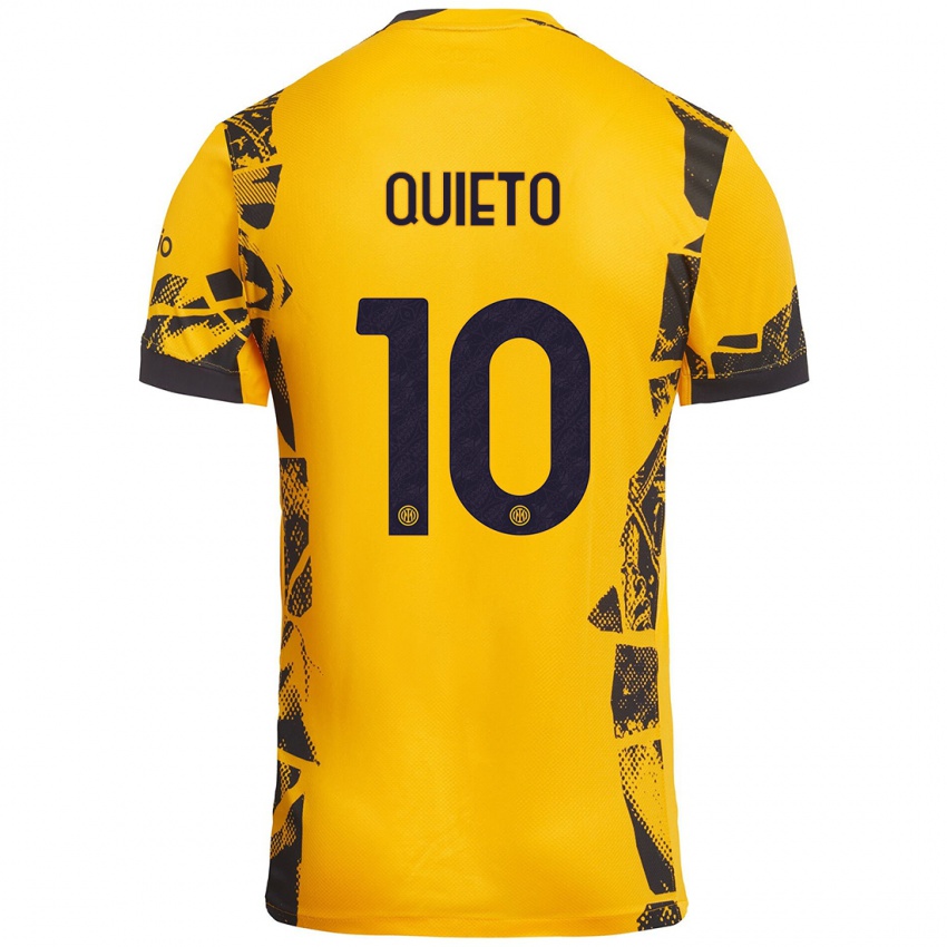 Niño Camiseta Daniele Quieto #10 Dorado Negro Equipación Tercera 2024/25 La Camisa Perú