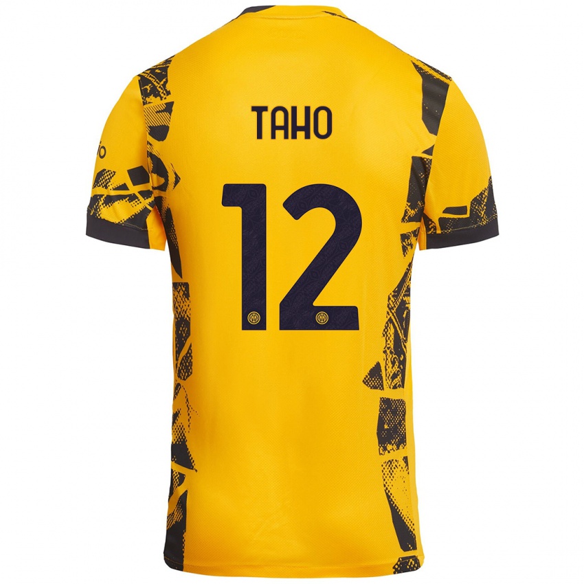 Niño Camiseta Alain Taho #12 Dorado Negro Equipación Tercera 2024/25 La Camisa Perú