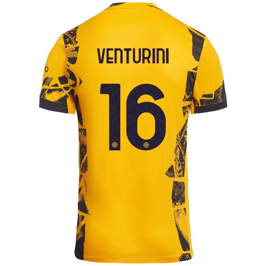 Niño Camiseta Matteo Venturini #16 Dorado Negro Equipación Tercera 2024/25 La Camisa Perú