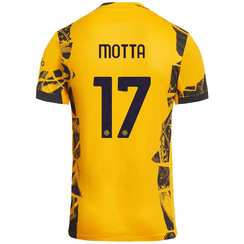 Niño Camiseta Matteo Motta #17 Dorado Negro Equipación Tercera 2024/25 La Camisa Perú