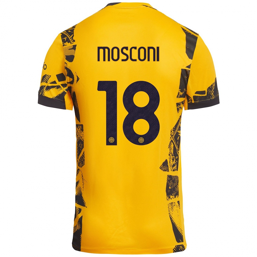 Niño Camiseta Mattia Mosconi #18 Dorado Negro Equipación Tercera 2024/25 La Camisa Perú