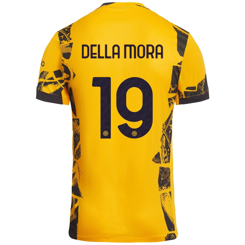 Niño Camiseta Tommaso Della Mora #19 Dorado Negro Equipación Tercera 2024/25 La Camisa Perú