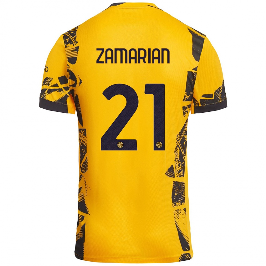 Niño Camiseta Matteo Zamarian #21 Dorado Negro Equipación Tercera 2024/25 La Camisa Perú