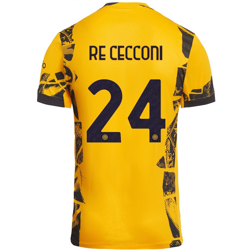 Niño Camiseta Gabriele Re Cecconi #24 Dorado Negro Equipación Tercera 2024/25 La Camisa Perú