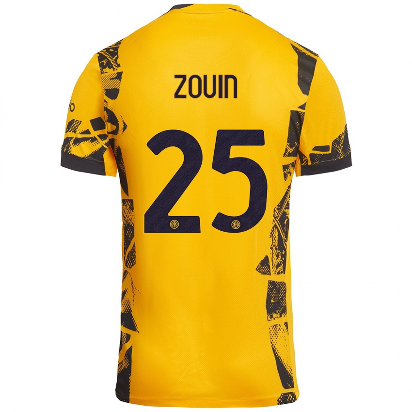 Niño Camiseta Aymen Zouin #25 Dorado Negro Equipación Tercera 2024/25 La Camisa Perú