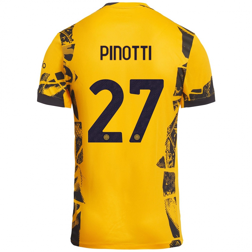 Niño Camiseta Manuel Pinotti #27 Dorado Negro Equipación Tercera 2024/25 La Camisa Perú