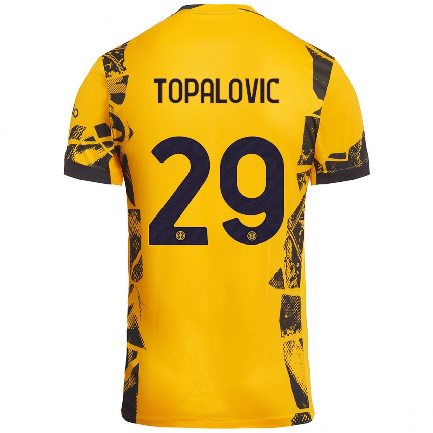 Niño Camiseta Luka Topalovic #29 Dorado Negro Equipación Tercera 2024/25 La Camisa Perú