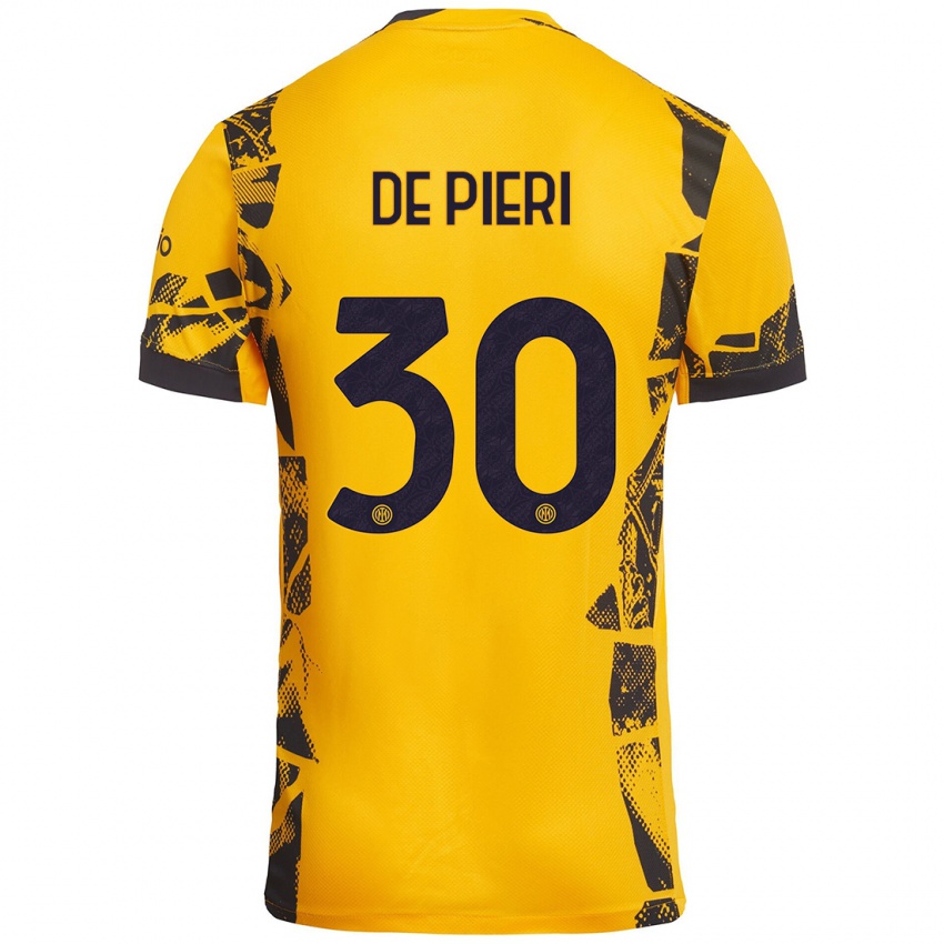 Niño Camiseta Giacomo De Pieri #30 Dorado Negro Equipación Tercera 2024/25 La Camisa Perú