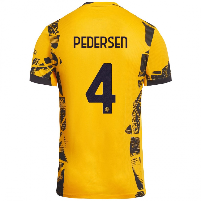 Niño Camiseta Sofie Junge Pedersen #4 Dorado Negro Equipación Tercera 2024/25 La Camisa Perú