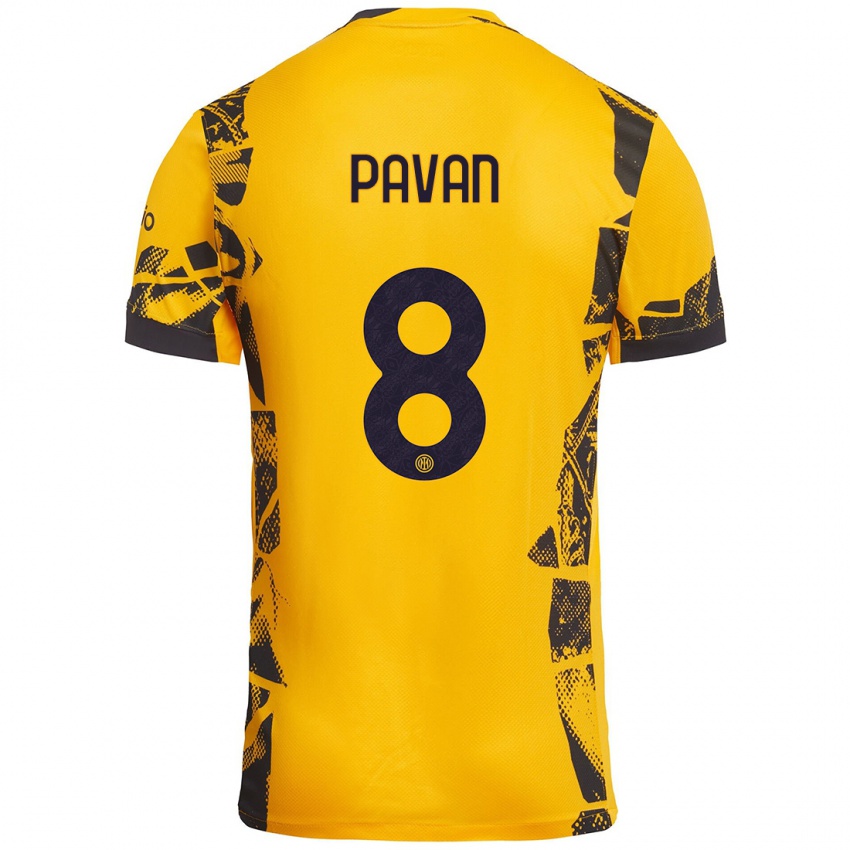 Niño Camiseta Matilde Pavan #8 Dorado Negro Equipación Tercera 2024/25 La Camisa Perú