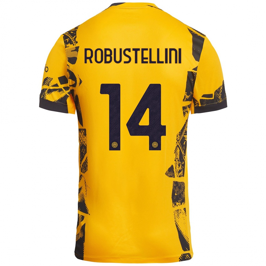 Niño Camiseta Chiara Robustellini #14 Dorado Negro Equipación Tercera 2024/25 La Camisa Perú