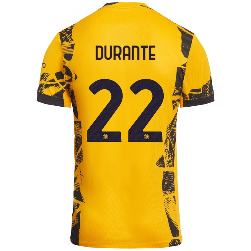 Niño Camiseta Francesca Durante #22 Dorado Negro Equipación Tercera 2024/25 La Camisa Perú