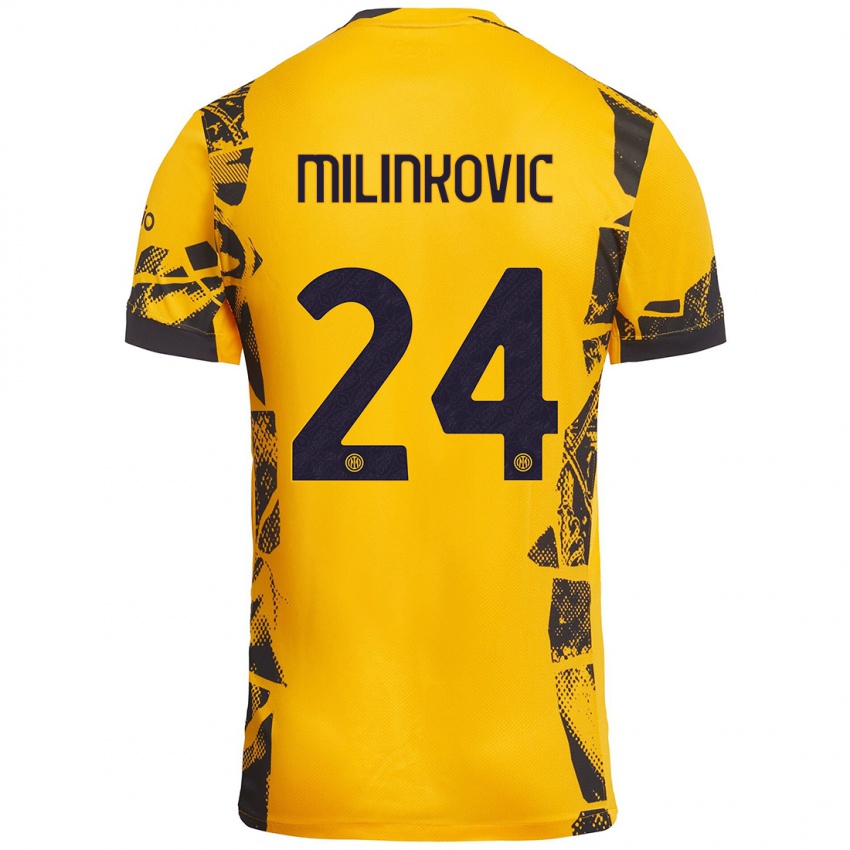 Niño Camiseta Marija Milinković #24 Dorado Negro Equipación Tercera 2024/25 La Camisa Perú