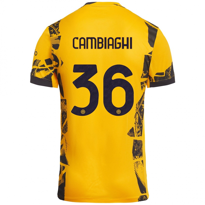 Niño Camiseta Michela Cambiaghi #36 Dorado Negro Equipación Tercera 2024/25 La Camisa Perú