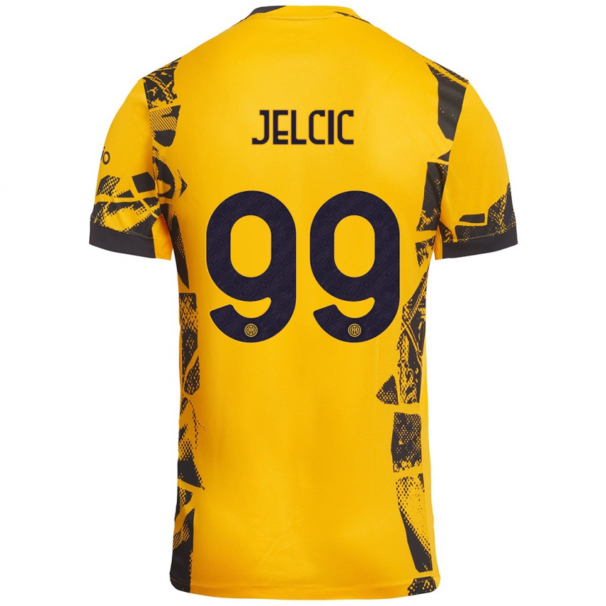 Niño Camiseta Maja Jelčić #99 Dorado Negro Equipación Tercera 2024/25 La Camisa Perú