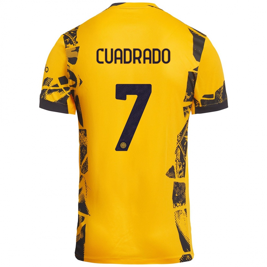 Niño Camiseta Juan Cuadrado #7 Dorado Negro Equipación Tercera 2024/25 La Camisa Perú