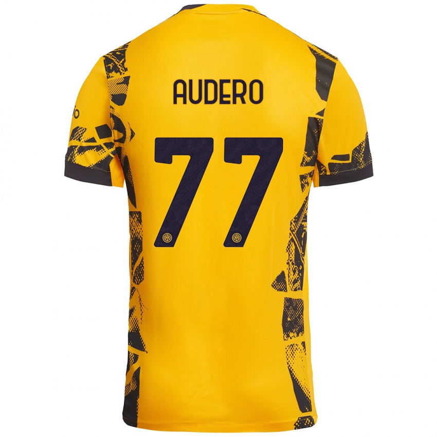 Niño Camiseta Emil Audero #77 Dorado Negro Equipación Tercera 2024/25 La Camisa Perú