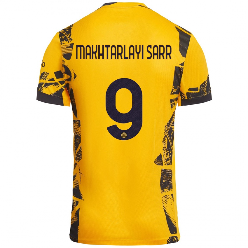 Niño Camiseta Amadou Makhtarlayi Sarr #9 Dorado Negro Equipación Tercera 2024/25 La Camisa Perú