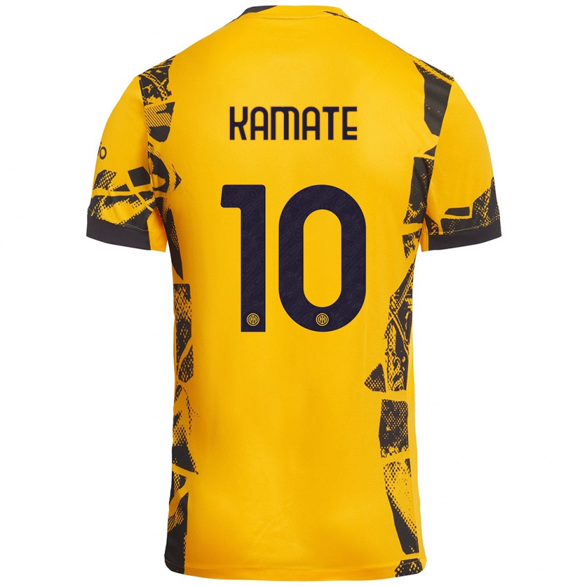 Niño Camiseta Issiaka Kamate #10 Dorado Negro Equipación Tercera 2024/25 La Camisa Perú