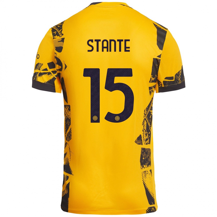 Niño Camiseta Francesco Stante #15 Dorado Negro Equipación Tercera 2024/25 La Camisa Perú