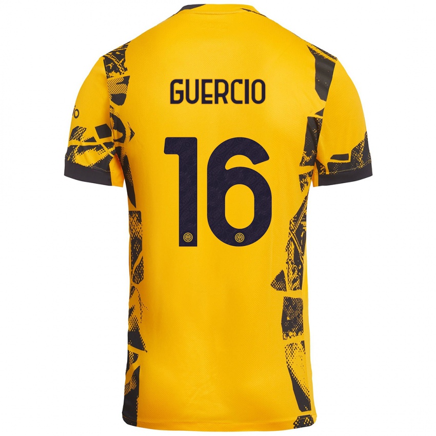 Niño Camiseta Tommaso Guercio #16 Dorado Negro Equipación Tercera 2024/25 La Camisa Perú