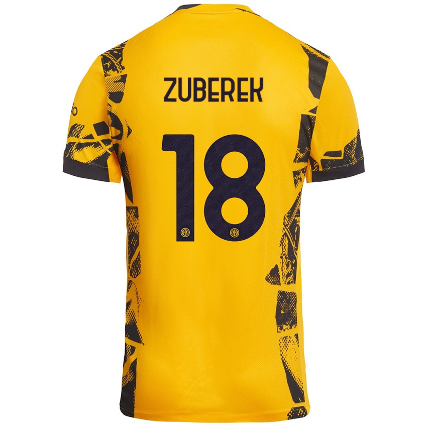 Niño Camiseta Jan Zuberek #18 Dorado Negro Equipación Tercera 2024/25 La Camisa Perú