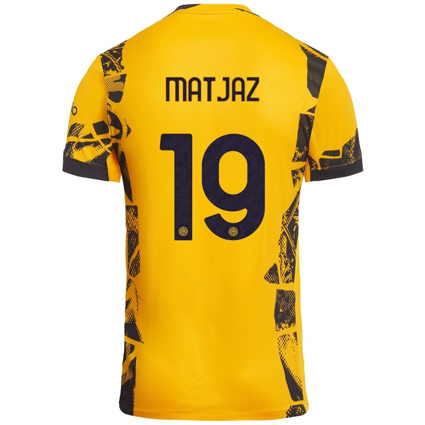 Niño Camiseta Samo Matjaz #19 Dorado Negro Equipación Tercera 2024/25 La Camisa Perú