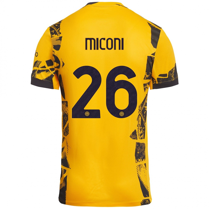 Niño Camiseta Riccardo Miconi #26 Dorado Negro Equipación Tercera 2024/25 La Camisa Perú