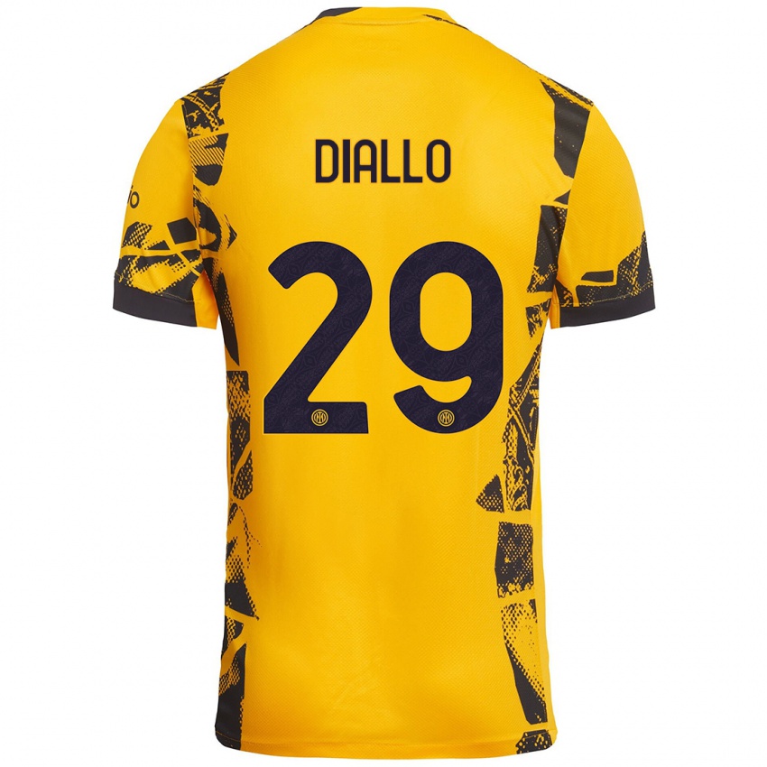 Niño Camiseta Oumar Diallo #29 Dorado Negro Equipación Tercera 2024/25 La Camisa Perú