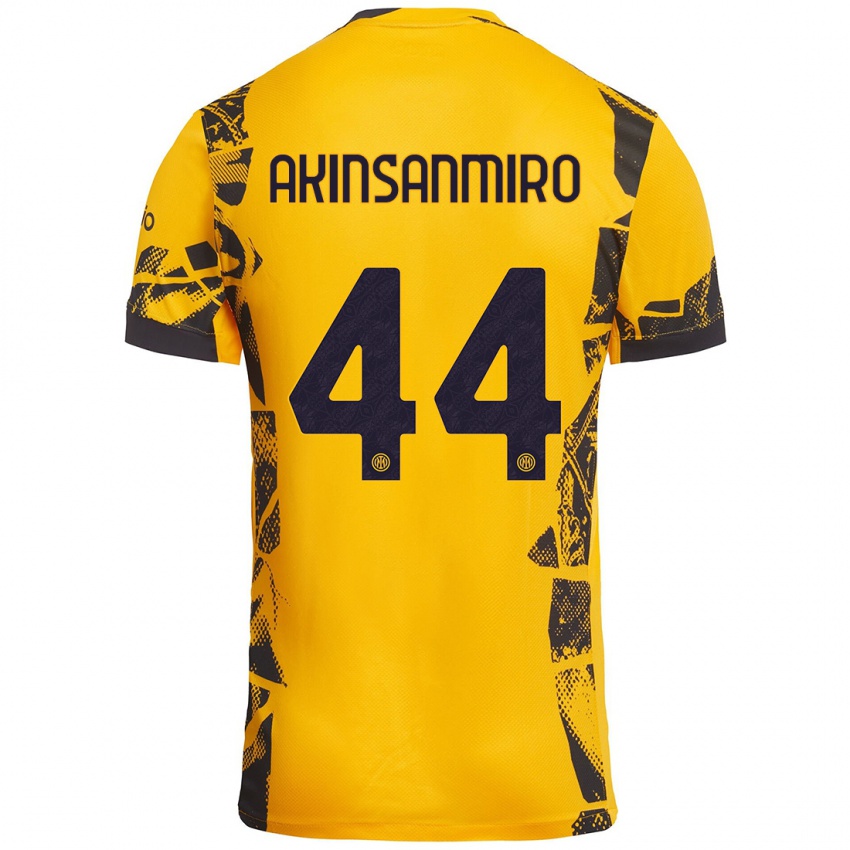 Niño Camiseta Ebenezer Akinsanmiro #44 Dorado Negro Equipación Tercera 2024/25 La Camisa Perú