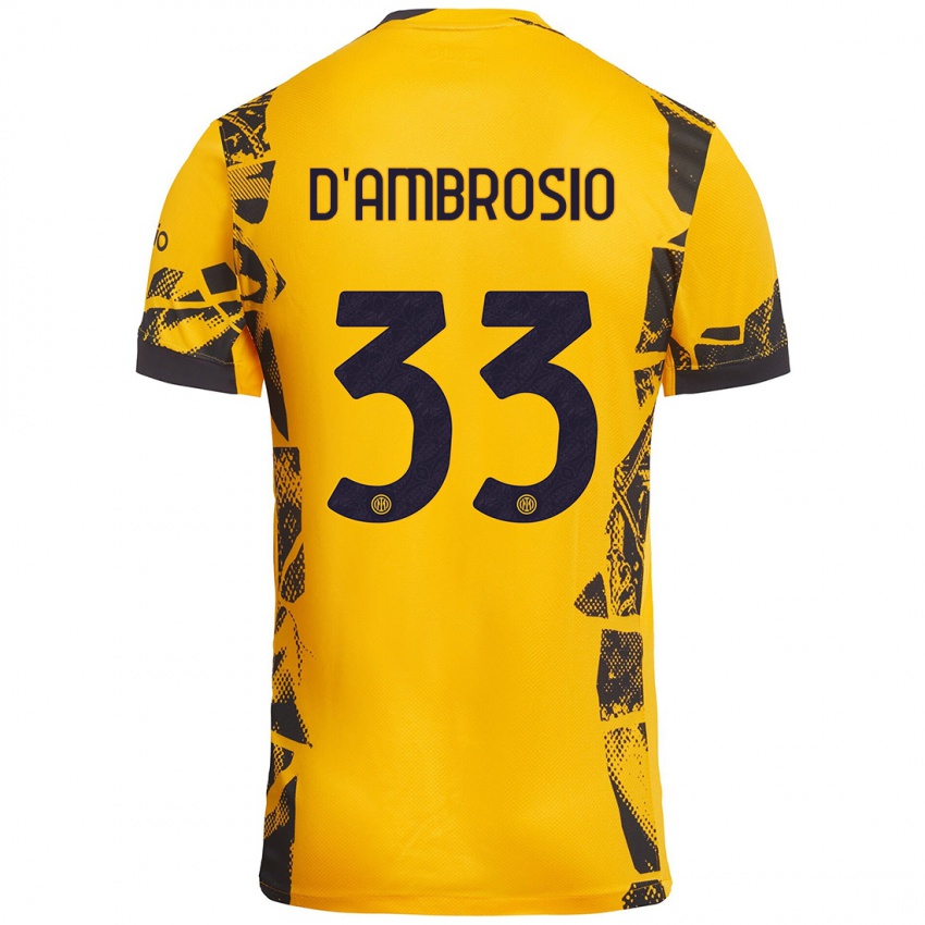 Niño Camiseta Danilo D'ambrosio #33 Dorado Negro Equipación Tercera 2024/25 La Camisa Perú