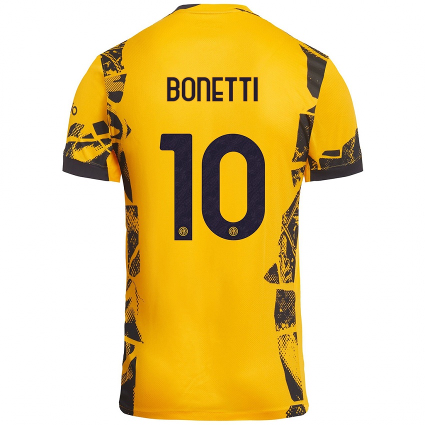 Niño Camiseta Tatiana Bonetti #10 Dorado Negro Equipación Tercera 2024/25 La Camisa Perú