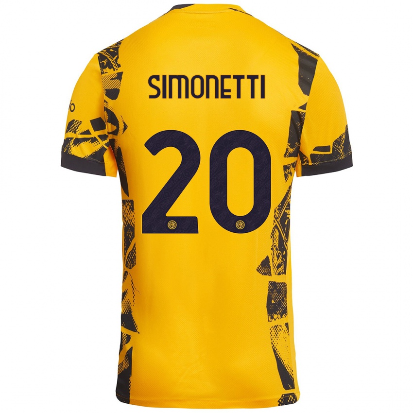 Niño Camiseta Flaminia Simonetti #20 Dorado Negro Equipación Tercera 2024/25 La Camisa Perú