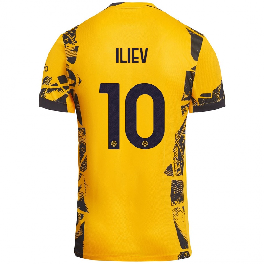 Niño Camiseta Nikola Iliev #10 Dorado Negro Equipación Tercera 2024/25 La Camisa Perú