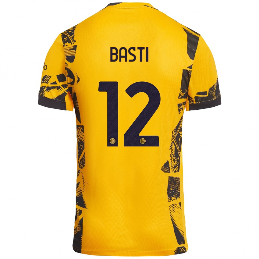 Niño Camiseta Matteo Basti #12 Dorado Negro Equipación Tercera 2024/25 La Camisa Perú