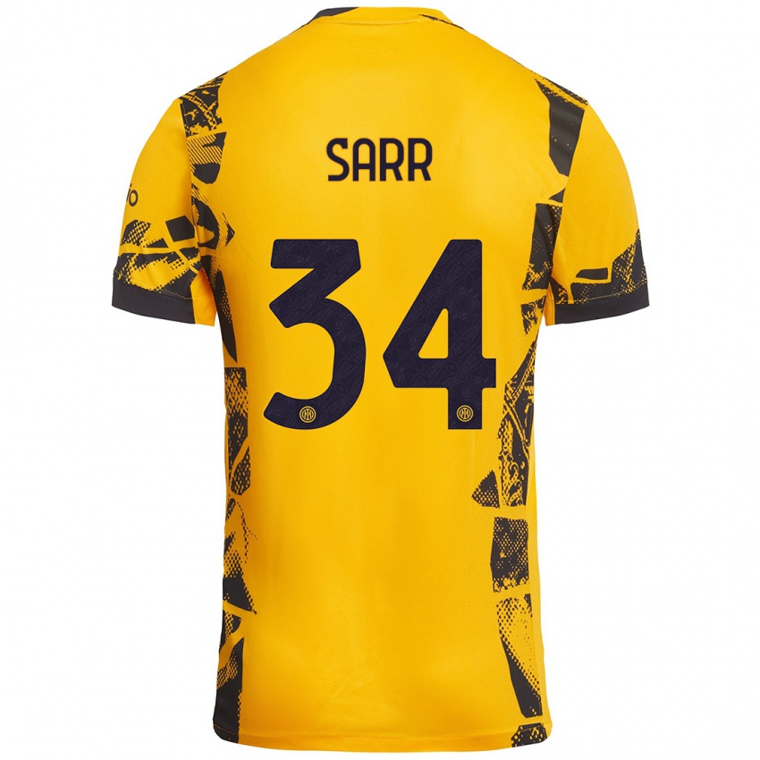 Niño Camiseta Amadou Sarr #34 Dorado Negro Equipación Tercera 2024/25 La Camisa Perú